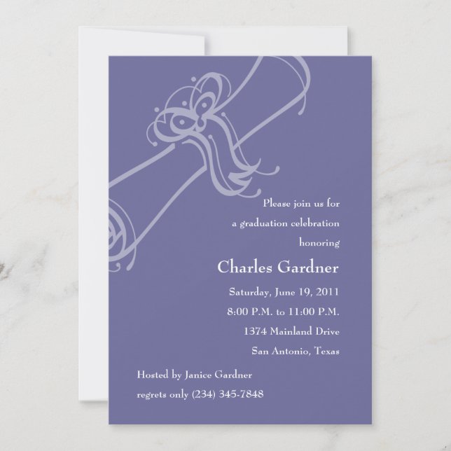 Convite Qualquer Diploma De Graduação De Cores (Frente)