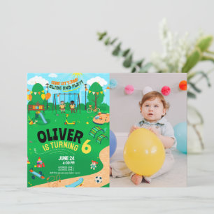 Convite Qualquer época de aniversário de fotos no playgrou