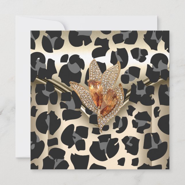 Convite Qualquer Evento Elegante Animal Caramelo Creme Pre (Frente)