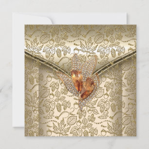 Convite Qualquer Evento Elegante Damasco Caramelo Creme Be