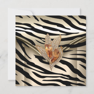 Convite Qualquer Evento Elegante Zebra Caramelo Creme Pret