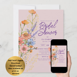 Convite QUALQUER EVENTO Festa de Jardim Boho Wildflowers