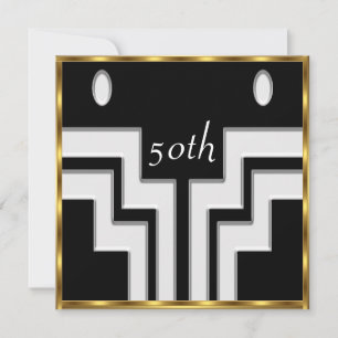 Convite Qualquer festa de aniversário Branco Preto