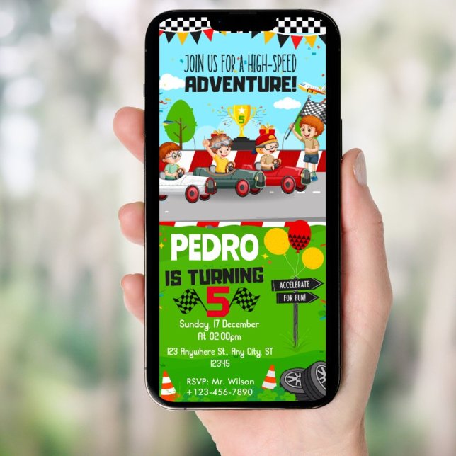 Convite Qualquer Festa de aniversário De Carro De Corrida  (Criador carregado)