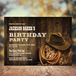 Convite Qualquer Festa de aniversário de madeira rustica o