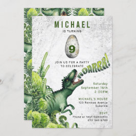 Convite QUALQUER Festa de aniversário do T-Rex Dinossaur B