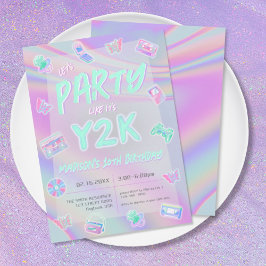 Convite QUALQUER festa de aniversário iridescente do arco-