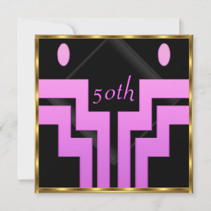 Convite Qualquer festa de aniversário Rosa Preto