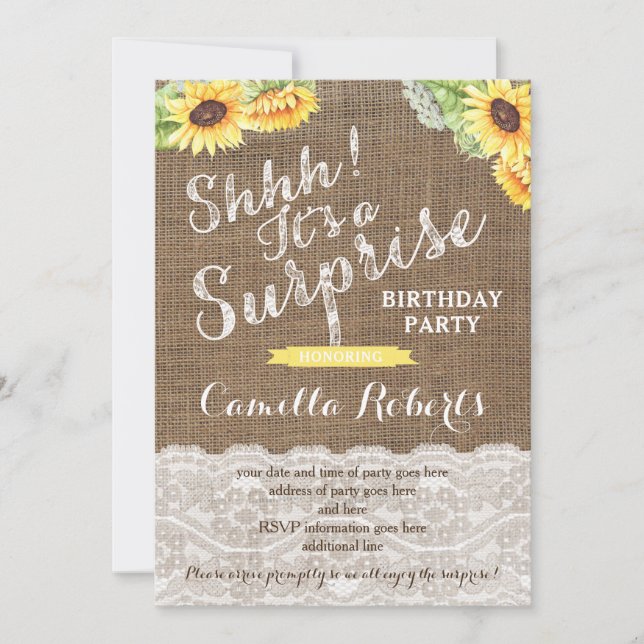 Convite Qualquer festa de aniversário surpresa de idade (Frente)