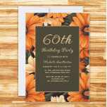 Convite Qualquer Flor Laranja De Idade Castanho 60º Aniver<br><div class="desc">60º convite de aniversário decorado com flores cor de laranja e creme num fundo castanho. Esses convites podem ser personalizados para qualquer um de qualquer idade. Entre em contato comigo para obter assistência com suas personalizações ou para solicitar outros produtos Zazzle correspondentes ou coordenadores para sua celebração.</div>
