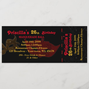 Convite qualquer idade,26th,Invitation Ticket styl,Birthda