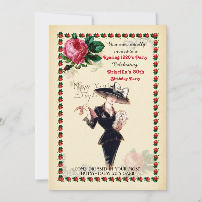 Convite qualquer idade, 60ª,mulher Festa de aniversário,es (Frente)