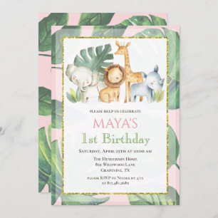 Convite QUALQUER IDADE - Animais Safari Aniversário da Sel