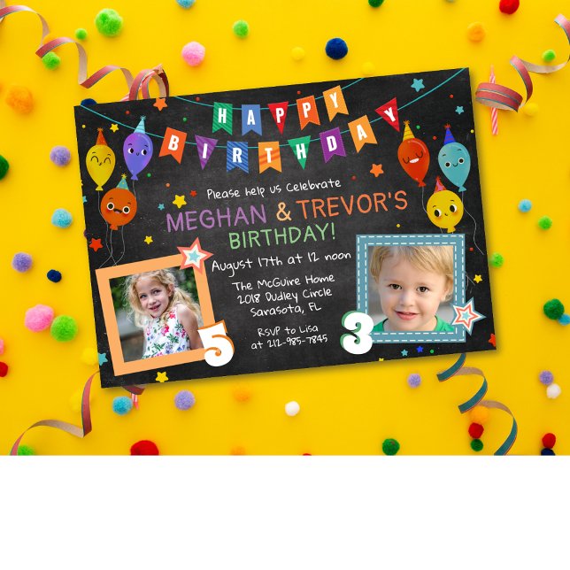 Convite QUALQUER IDADE - Aniversário Conjunto de Irmãos Gê (Criador carregado)