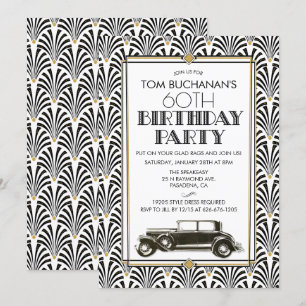 Convite QUALQUER IDADE - Arte de Aniversário Deco Gatsby 