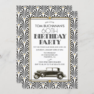 Convite QUALQUER IDADE - Arte de Aniversário Deco Gatsby c