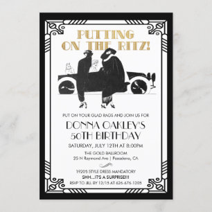 Convite QUALQUER IDADE - Arte de Aniversário Deco Gatsby c