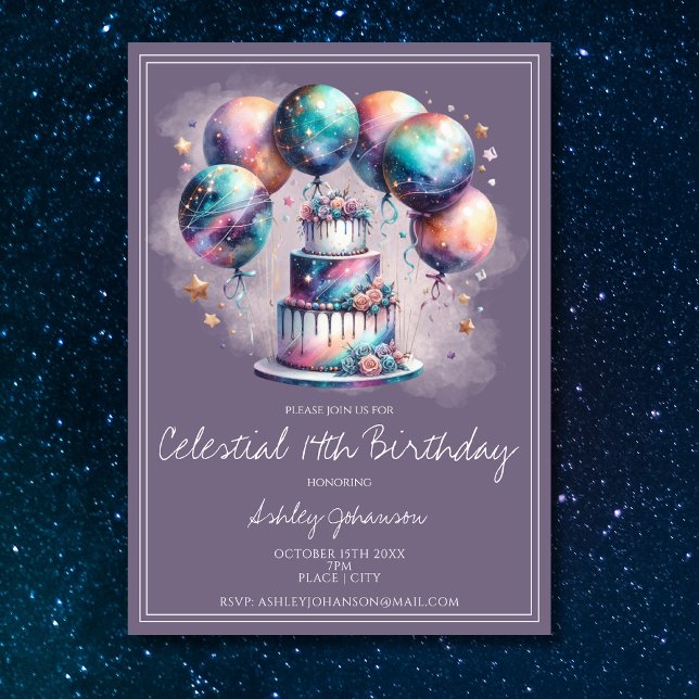 Convite Qualquer Idade Celestial de Nascimento Cósmico Cel (Criador carregado)