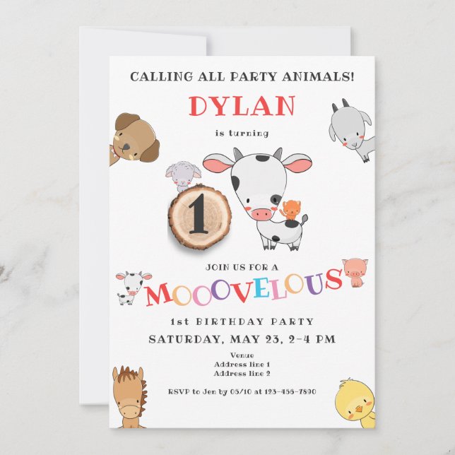 Convite Qualquer Idade Chamando Todos Os Animais Fazendas  (Frente)