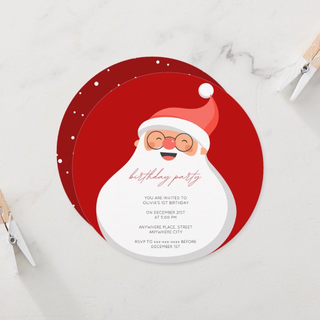 Convite Qualquer idade de aniversário de Natal (Frente/Verso In Situ)