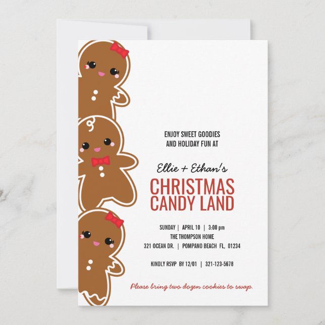 Convite QUALQUER IDADE DE GINGERBREAD DA candyland (Frente)