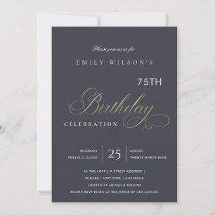 CONVITE QUALQUER IDADE KRAFT SIMPLES NAVY TIPOGRAFIA ANIVE