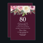 Convite Qualquer Idade, Rosa Rosa Rosa Rosa Rosa Rosa Bran<br><div class="desc">Qualquer Era Branca Rosa Rosa Rosa Brilhante Aniversário Convide um belo design floral floral elegante Totalmente Personalizável / personalizado</div>