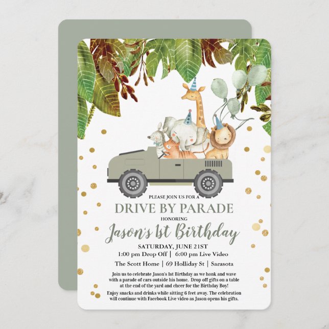 Convite QUALQUER IDADE - Unidade por Festa de aniversário  (Frente/Verso)