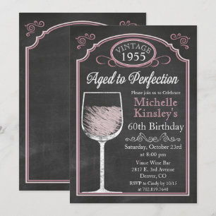 Convite QUALQUER IDADE Vinho Chalkboard Adulto Aniversári