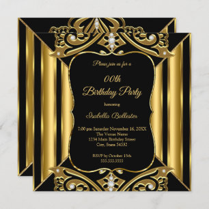 Convite Qualquer imagem de Diamante Preto Dourado com Fest