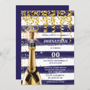 Convite QUALQUER marinho náutico, borbulhante branco de ou