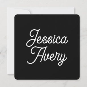 Convite Qualquer Nome Elegante Script Branco Vintage em