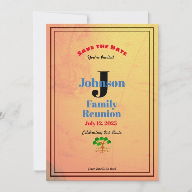 Convite Qualquer Nome Familiar Antigo Mapa Familiar do Mun (Frente)