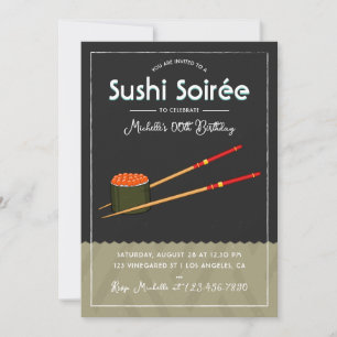 Convite Qualquer Partido de Janto Moderno Sushi Soirée