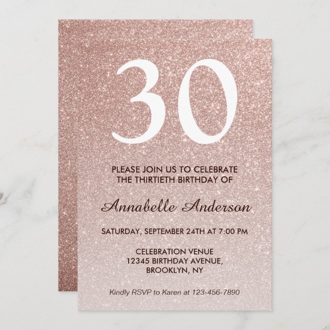 Convite Qualquer Rosa Rosa Rosa Dourada, Rosa, Rosa, Brilh (Frente/Verso)