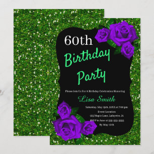 Convite Qualquer Rosa verde brilhante de Aniversário