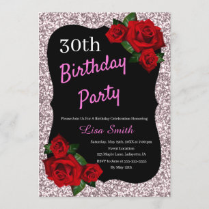 Convite Qualquer Rosa vermelha Rosa Rosa de Aniversário de