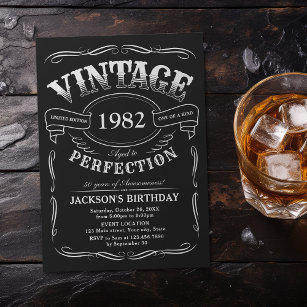 Convite Qualquer Whiskey Vintage de Idade Pensava Aniversá