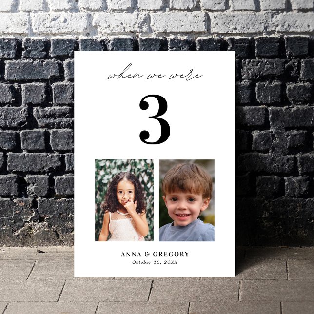 Convite Quando Éramos 3 Fotos De Infância Número De Tabela (Criador carregado)