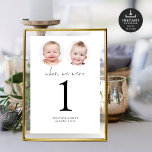 Convite Quando Éramos Idosos Fotos Da Mesa De Casamento<br><div class="desc">Quando Éramos Idade Fotos Da Mesa De Casamento. Disponível digitalmente e impresso. Um design minimalista com "Quando estávamos" em um script de estilo de escrita manual definido e o número da sua tabela abaixo. Personalize facilmente o número, substitua as imagens de amostra por suas próprias imagens para essa idade, que...</div>