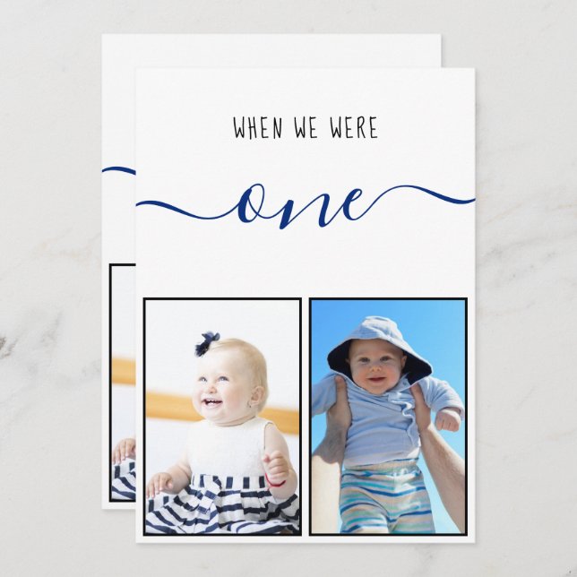 Convite Quando éramos um grande número de mesas com fotos  (Frente/Verso)