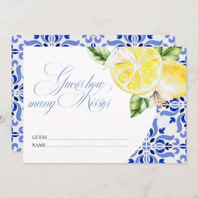 Convite Quantos beijos That's Amore Lemon Italian Blue Til (Frente/Verso)