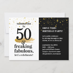 Convite Quarantine Drive Thru 50 e Fabulous Birthday