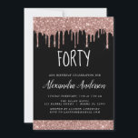Convite Quarenta - 40º aniversário negro Rosa Dourado bril<br><div class="desc">Cor-de-rosa-azul - Convite de aniversário Dourado e cintilante preto que desliza com brilho nos quadragésimos (rodando quarenta). Este é o convite perfeito para aniversário de 40 anos para uma Festa de aniversário moderna Dourada e brilhante cintilante rosa brilhante cintilante. Entre em contato com o designer para encontrar itens personalizados correspondentes....</div>