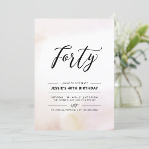 Convite Quarenta   Água-forte de festa de aniversário de 4