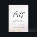 Convite Quarenta | aniversário de 40 anos de mínimo aquare<br><div class="desc">Celebre seu dia especial com este simples convite de festas mínimo de aniversário de 40 anos. Este design apresenta um script de na moda com letra "Quarenta" com um fundo de textura de pincel de aquarela neutra. Mais convites para aniversários adultos e material de festa estão disponíveis no meu compro...</div>