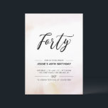 Convite Quarenta | aniversário de 40 anos de mínimo aquare<br><div class="desc">Celebre seu dia especial com este simples convite de festas mínimo de aniversário de 40 anos. Este design apresenta um script de na moda com letra "Quarenta" com um fundo de textura de pincel de aquarela neutra. Mais convites para aniversários adultos e material de festa estão disponíveis no meu compro...</div>