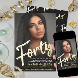Convite Quarenta aniversário de 40 anos do script de foto 