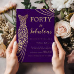 Convite Quarenta e Dourado aniversário de 40 anos de facet<br><div class="desc">Convite de festas para 40 e Fab,  roxo e Dourado Disponível como convite eletrônico digital Variações para o convite e itens correspondentes em nossa loja</div>