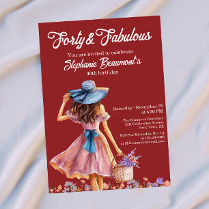 Convite Quarenta e Fabulosa Mulher Elegante Aniversário de